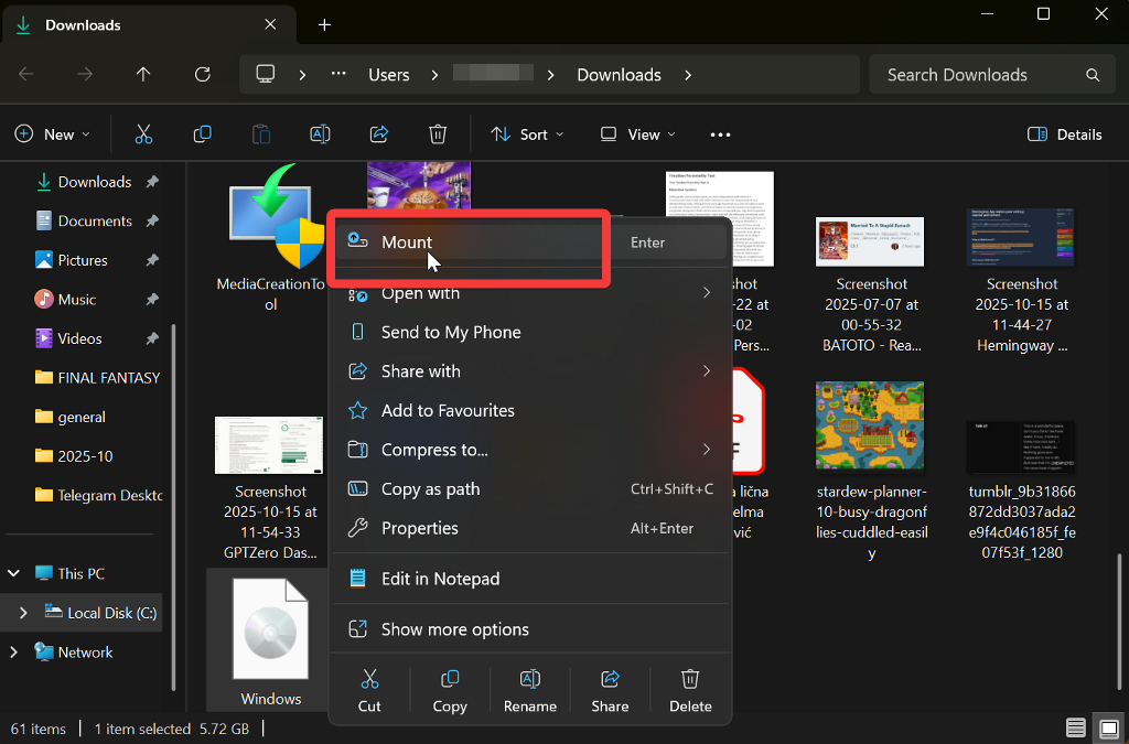 isoファイルをマウントする