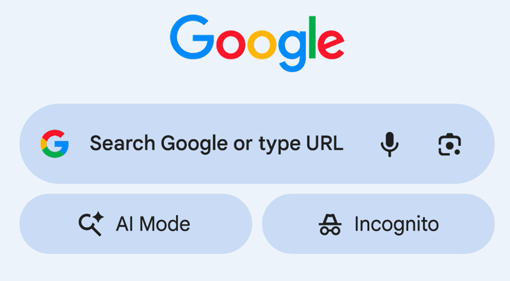 Google Chrome AIモードのホームページ