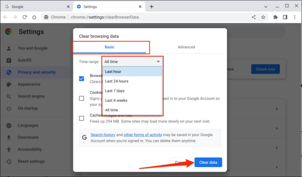 Chromebookで閲覧履歴を消去する方法 画像9