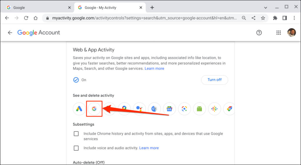 Google検索履歴を削除する方法 画像3