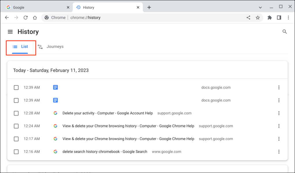 Chromebook の閲覧履歴を確認する 画像 3