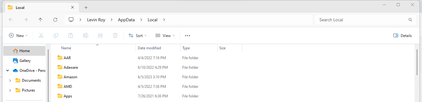 ローカルアプリデータフォルダ
