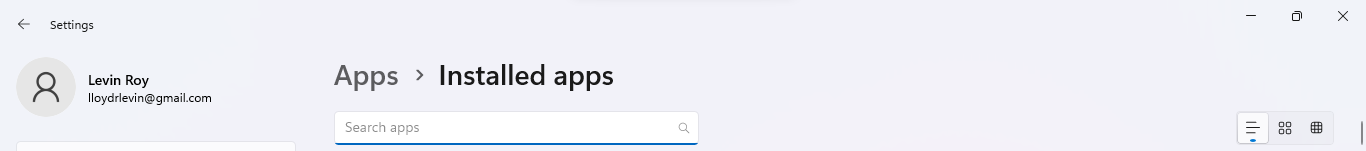 Windows 設定 - インストールされているアプリケーションの検索バー