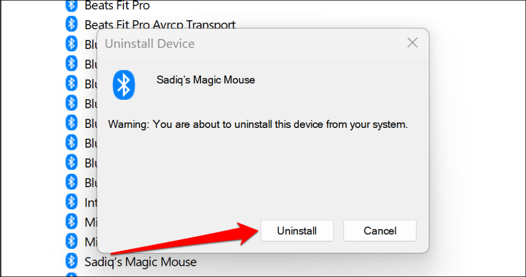 WindowsデバイスマネージャーでBluetoothデバイスドライバーをアンインストールする手順