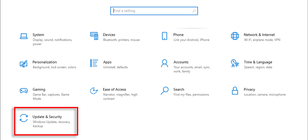 更新とセキュリティを選択