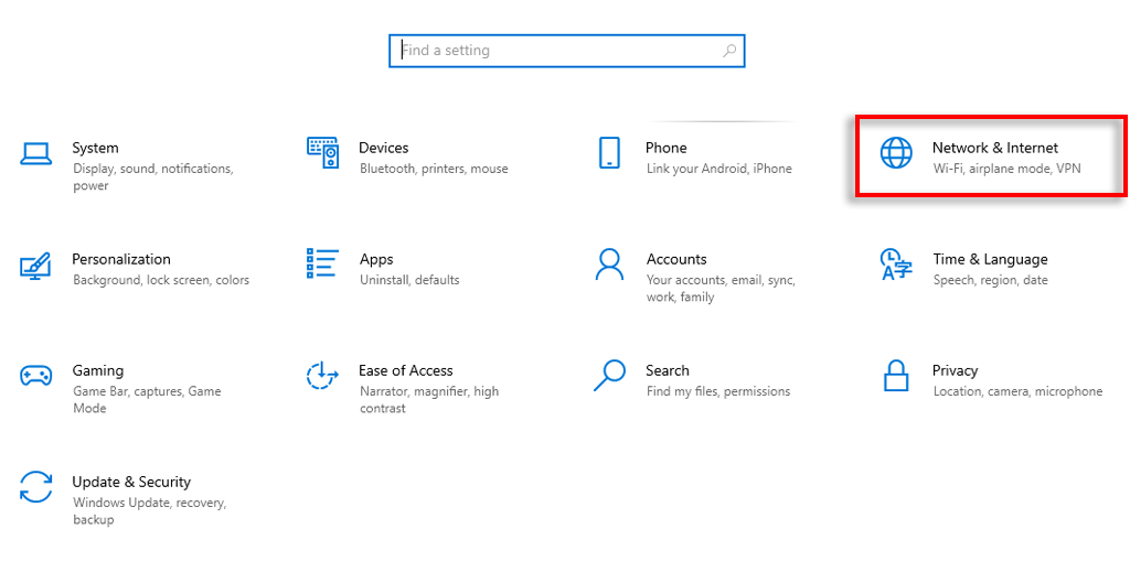 ネットワークとインターネットを選択