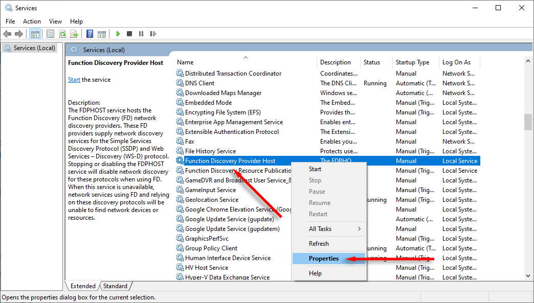 各プロセスを右クリックし、「プロパティ」を選択します。