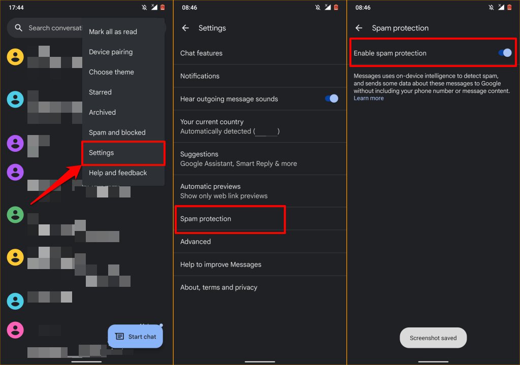 Android でスパム対策を有効にする画像