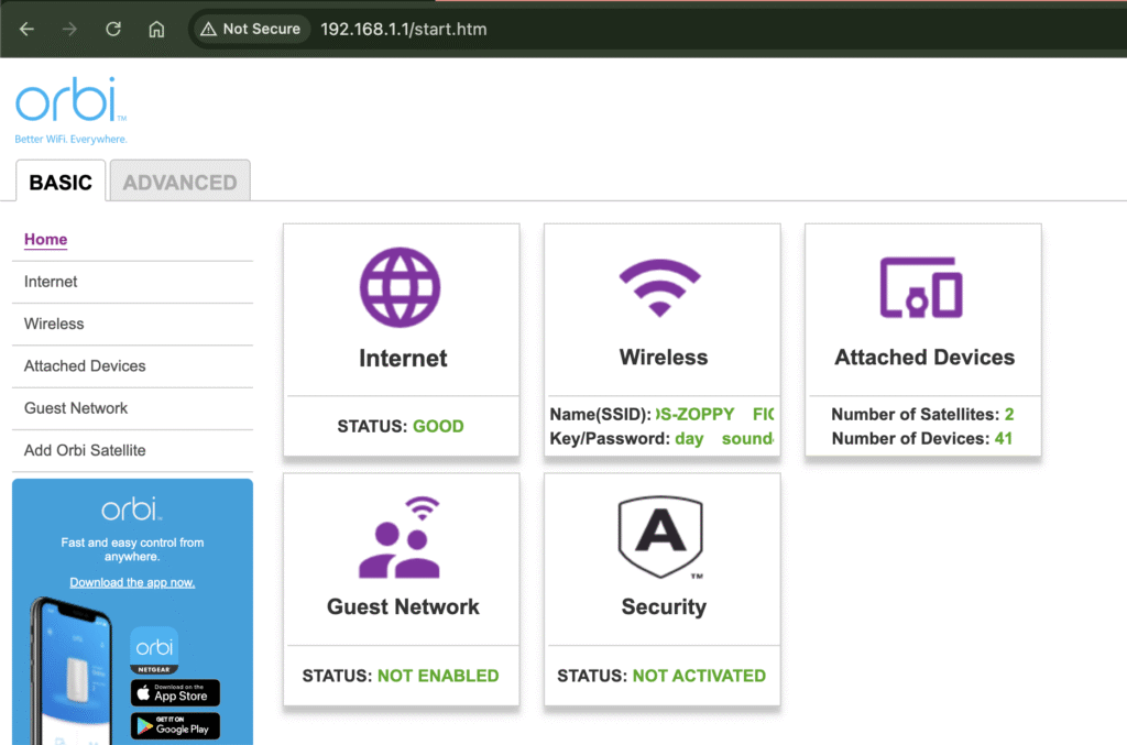 Impostazioni di base della home page di Orbi