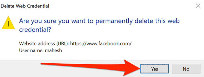 Windows 10で保存したパスワードを削除する（画像2）