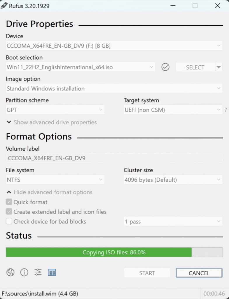 Rufus セットアップ画面