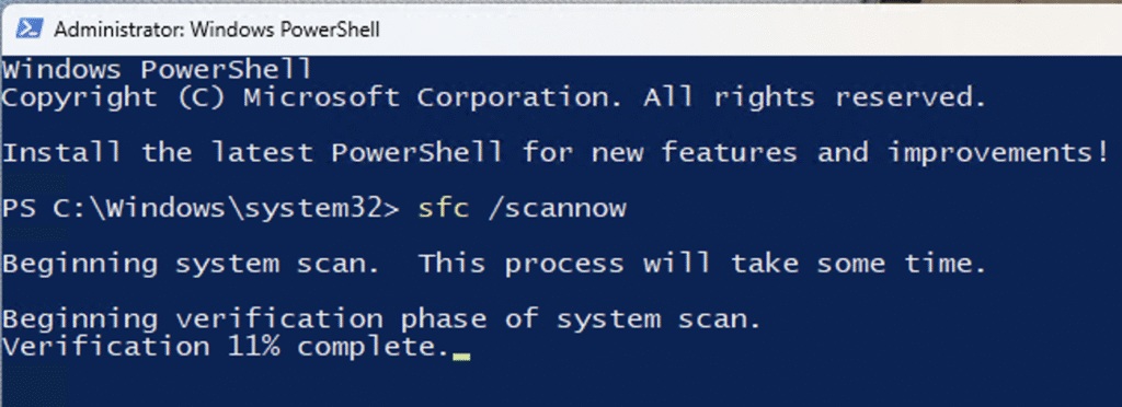 PowerShell sfc scannow
