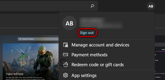 خيار تسجيل الخروج من Microsoft Store