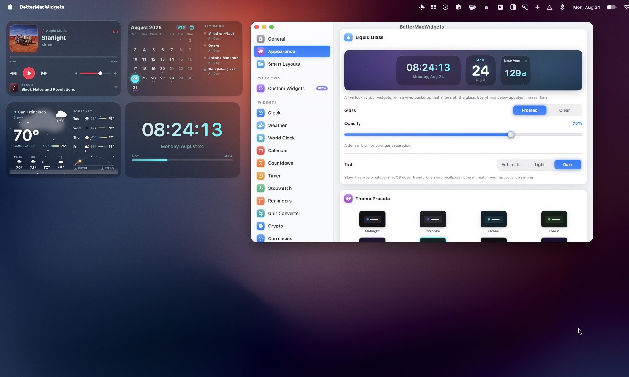ويدجت BetterMacWidgets المتجمد