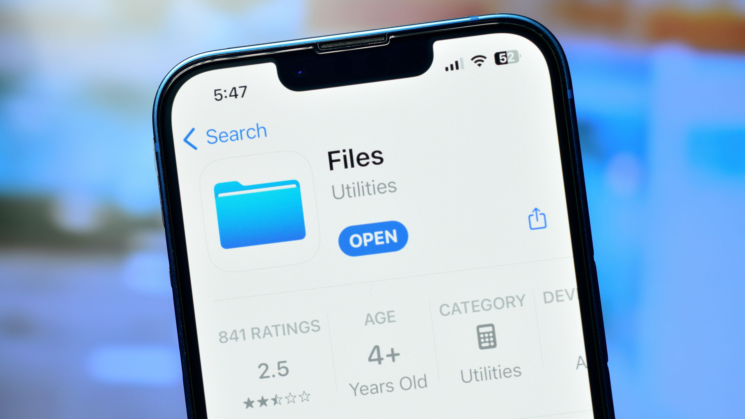 تطبيق Files من Apple في متجر التطبيقات
