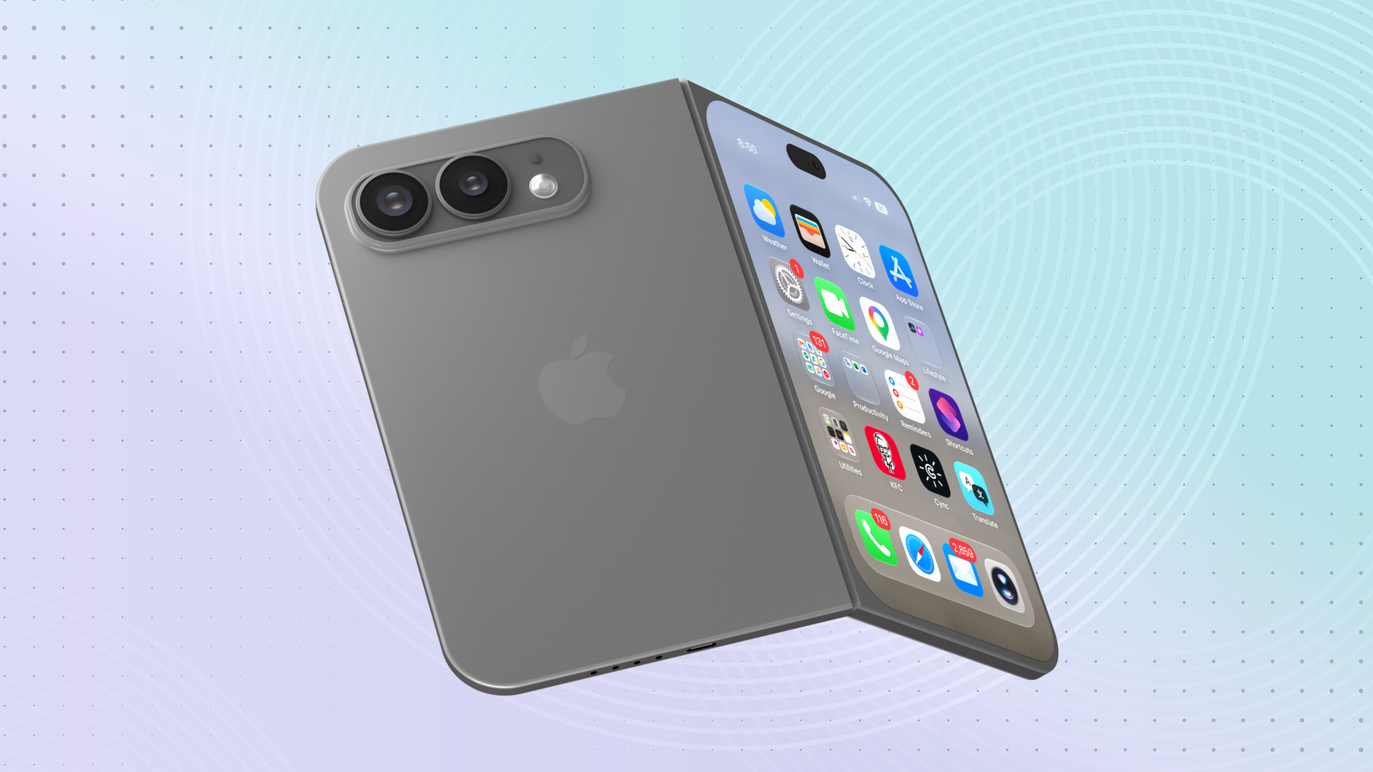 iPhone Ultra على خلفية ملونة.
