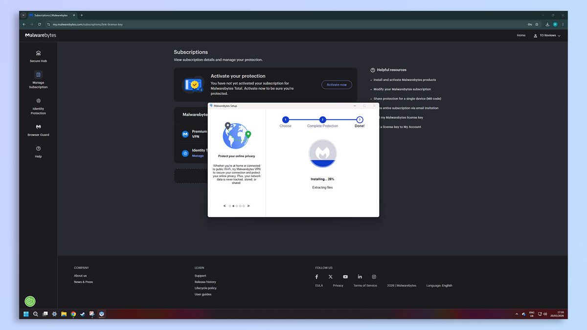 لقطة شاشة لبرنامج Malwarebytes لمكافحة الفيروسات