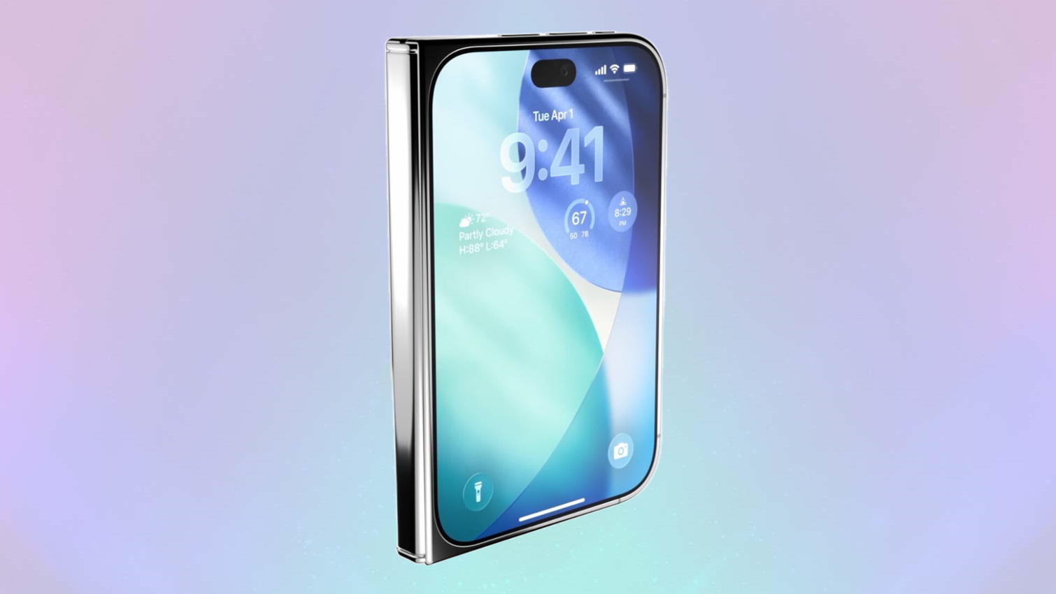 هاتف iPhone Ultra على خلفية ملونة.