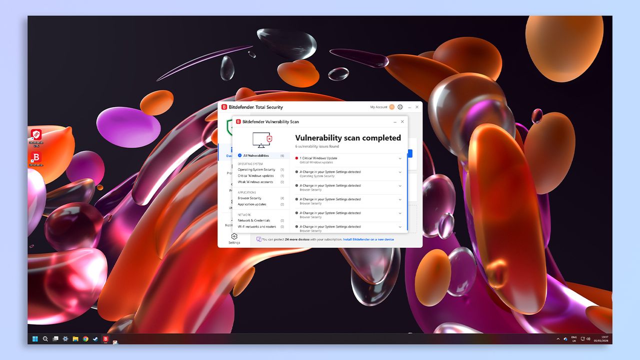 لقطة شاشة لبرنامج Bitdefender