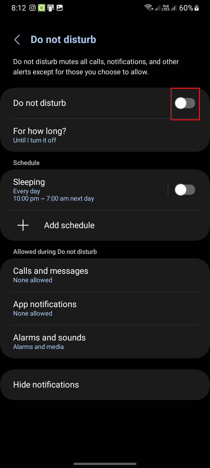 عناصر التحكم في فئات إشعارات Android مع فحص إعدادات Do Not Disturb وغيرها من الإعدادات التي تحد من التنبيهات.