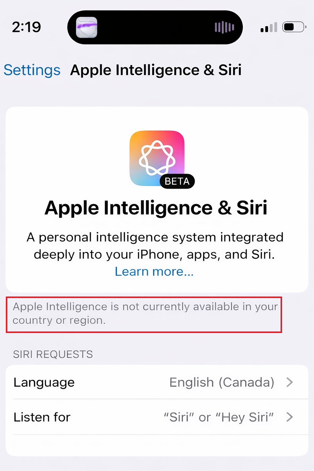 حل مشكلة عدم توفر Apple Intelligence في بلدك على iPhone