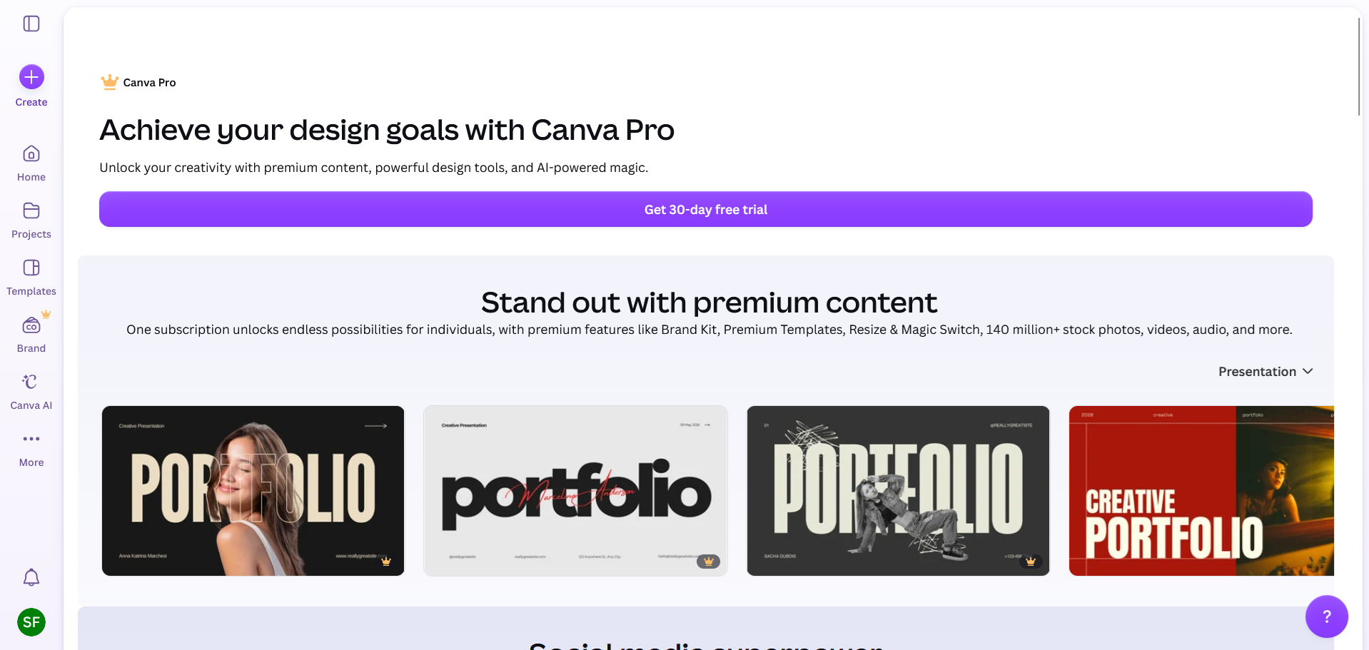 لوحة تنزيل Canva تعرض عناصر مميزة تتطلب الدفع قبل التصدير.