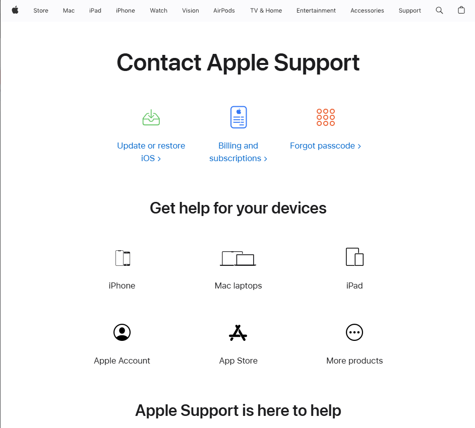 تطبيق Apple Support أو موقع دعم Apple مفتوح أثناء الإبلاغ عن خطأ في منطقة أو بلد Apple Intelligence.