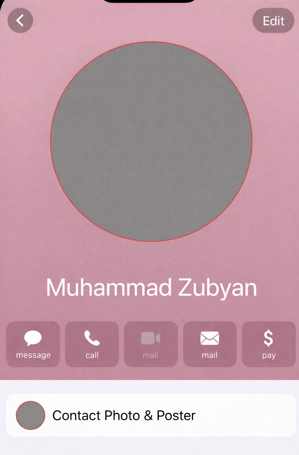 إعدادات بوستر جهة الاتصال على iPhone مفتوحة بينما لا تزال المكالمة أو الرسالة لا تظهر بوستر جهة الاتصال.