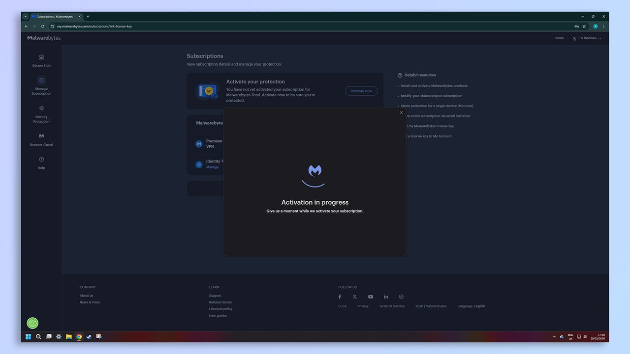 لقطة شاشة لبرنامج Malwarebytes لمكافحة الفيروسات