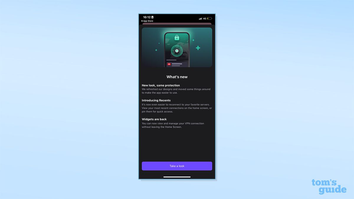 نافذة منبثقة لتحديثات Proton VPN الجديدة على تطبيق iOS الخاص به. نصها: "ما الجديد. مظهر جديد، الحماية ذاتها. قمنا بتحديث تصاميمنا ونقلنا بعض العناصر لجعل التطبيق أسهل في الاستخدام. نقدم لك