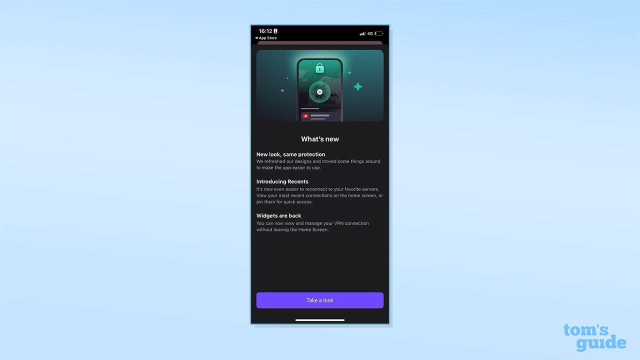نافذة منبثقة لتحديثات Proton VPN الجديدة على تطبيق iOS الخاص به. نصها: "ما الجديد. مظهر جديد، الحماية ذاتها. قمنا بتحديث تصاميمنا ونقلنا بعض العناصر لجعل التطبيق أسهل في الاستخدام. نقدم لك 