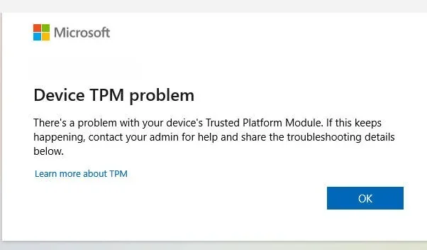 حل مشكلة TPM بالجهاز في Office 365