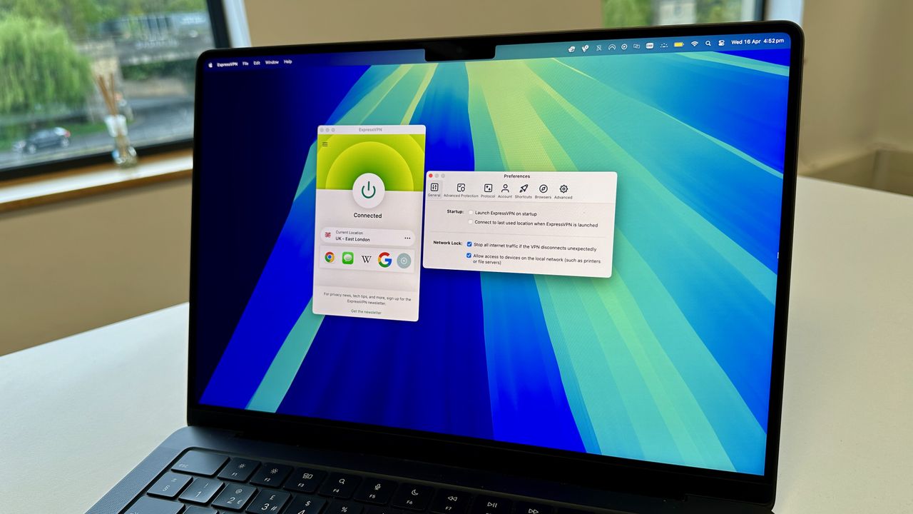 تطبيق ExpressVPN على macOS.