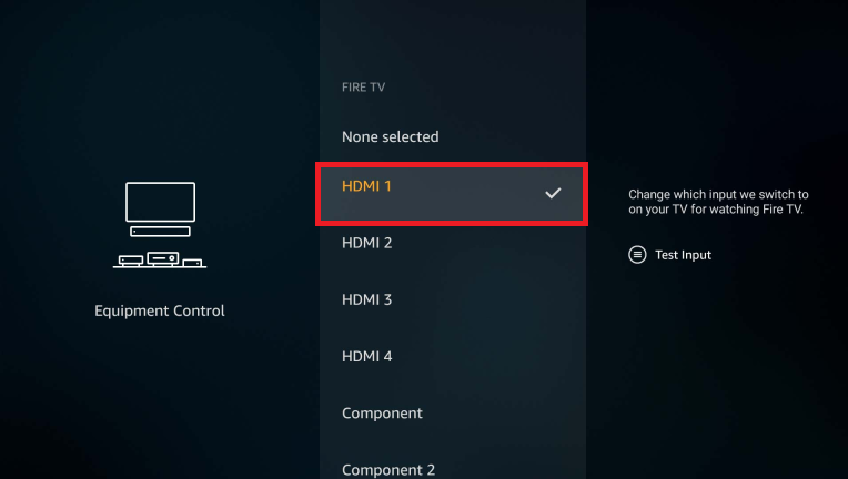 قائمة مدخلات التلفزيون تنتقل إلى منفذ HDMI المتصل به جهاز Fire TV Stick.