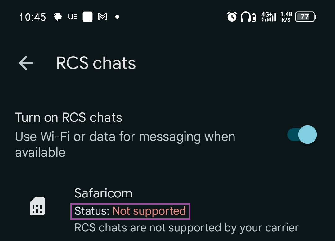 منطقة كتابة الرسائل في Google Messages تعرض طريقة الإرسال كـ RCS مقابل SMS أو MMS.