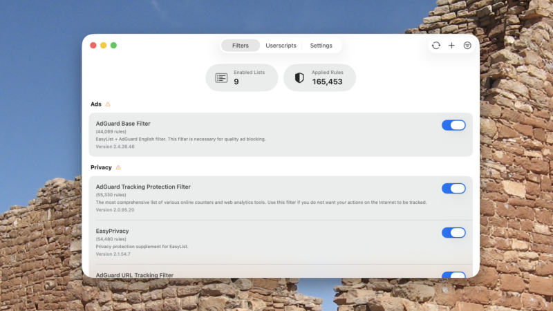 حجب الإعلانات بواسطة wBlock