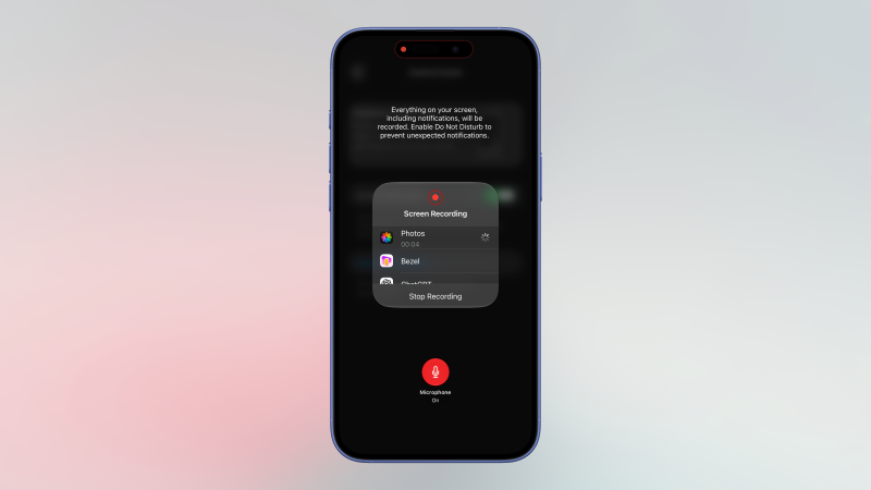 تسجيل شاشة iPhone مع تشغيل الميكروفون.