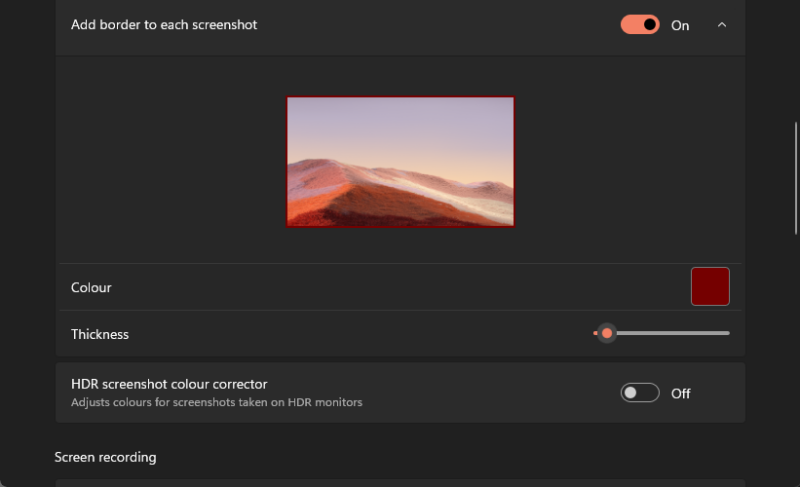 Hinzufügen von Rahmen zu Screenshots im Snipping Tool.