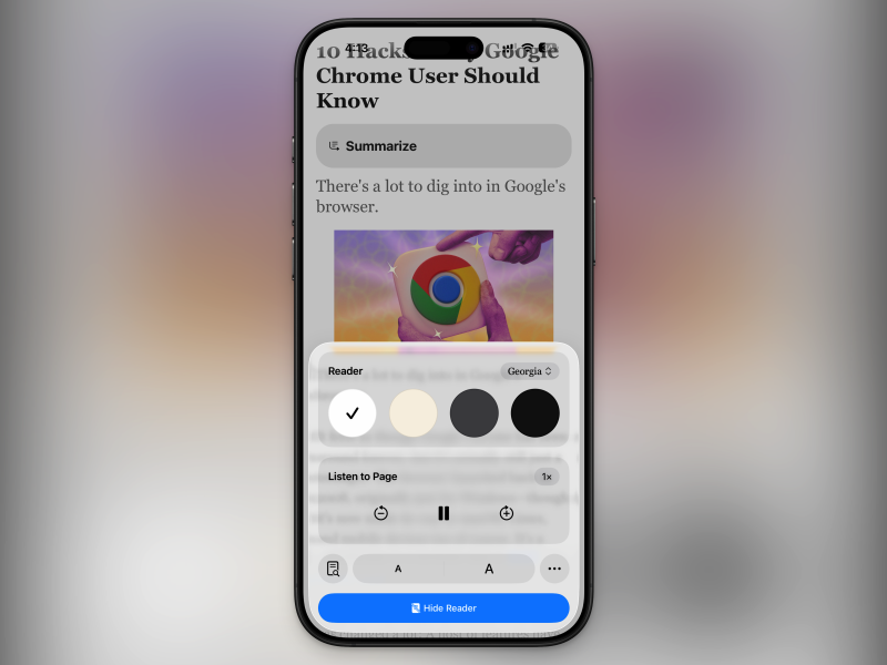 الاستماع إلى صفحة في Safari