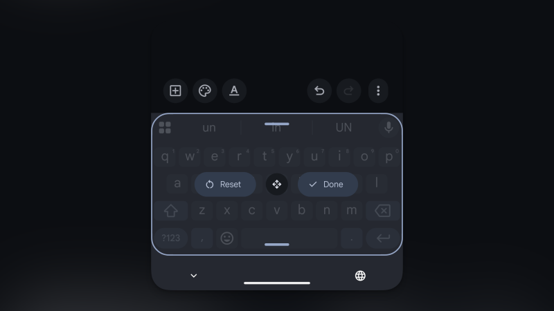 تغيير حجم Gboard على الشاشة.