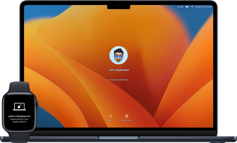 فتح قفل Mac باستخدام Apple Watch.