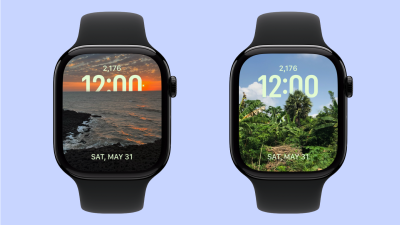 واجهة ساعة الصور (Photos watch face) على Apple Watch.