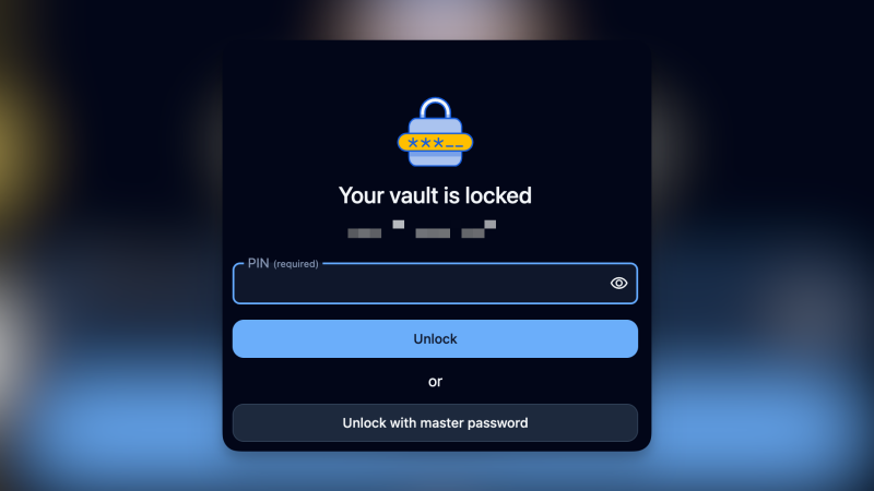 Apri Bitwarden utilizzando il codice di accesso.