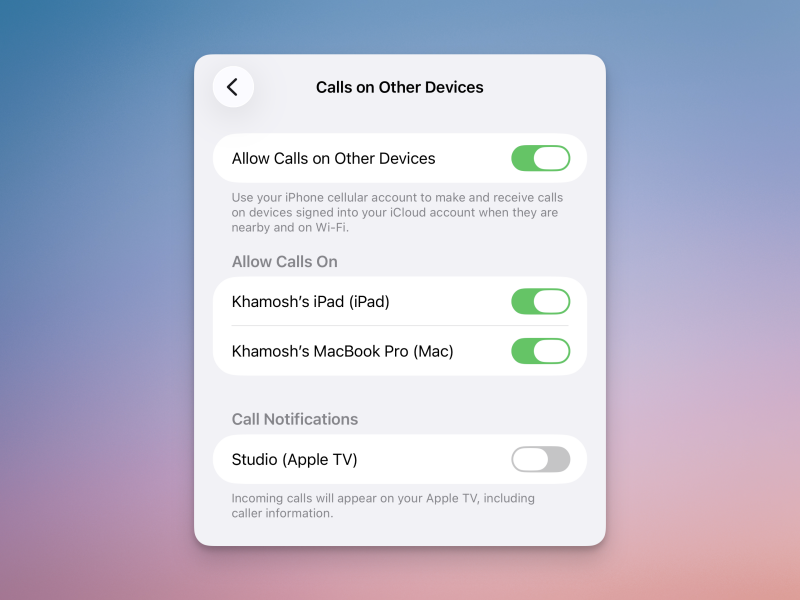 تعطيل مكالمات FaceTime على Apple TV.