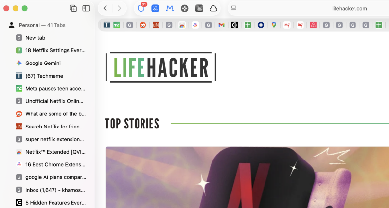 مجموعات علامات التبويب وعلامات التبويب العمودية في Safari