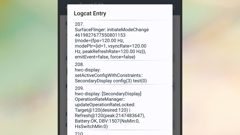 Tasker può accedere alle informazioni sulle impronte digitali tramite l'elenco degli eventi di Logcat.
