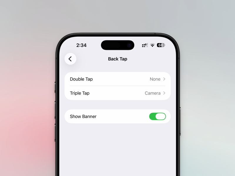 إيماءات الضغط من الخلف في iPhone