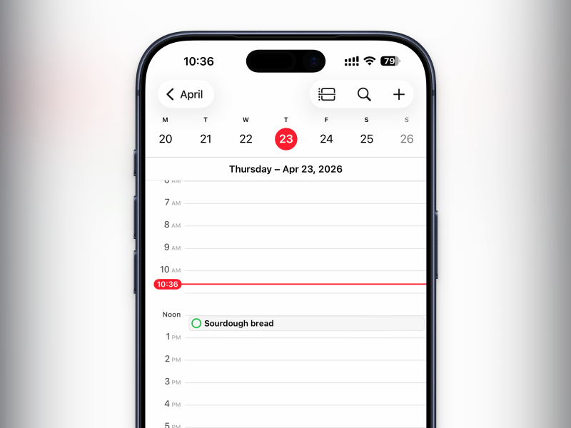تذكير يظهر في تطبيق Calendar.