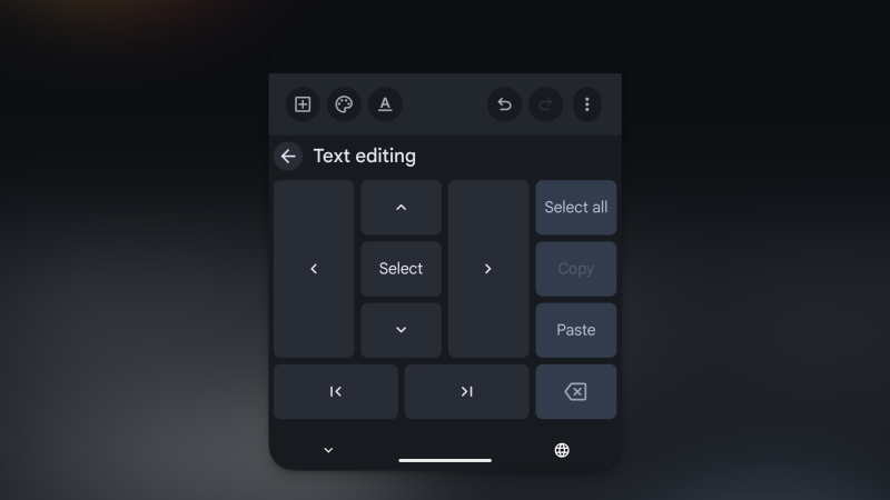 أزرار تحرير النصوص في Gboard.