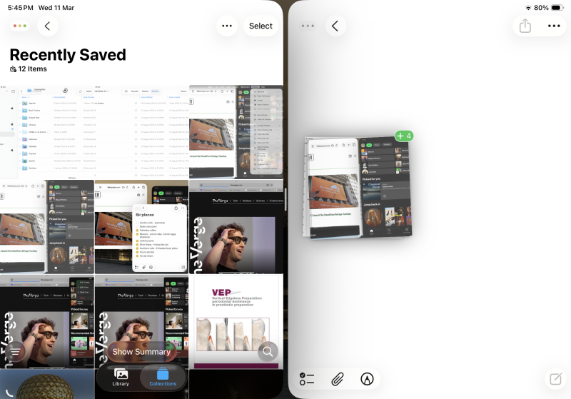 إيماءة السحب والإفلات المخفية على iPad.